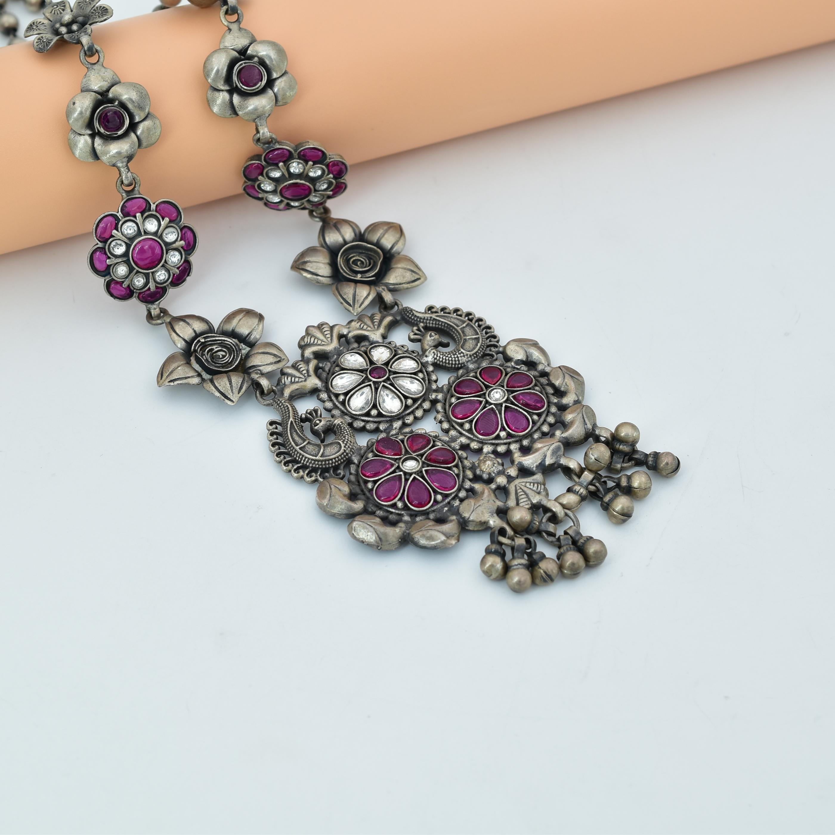 Sterling Silver Multicolor Statement Necklace