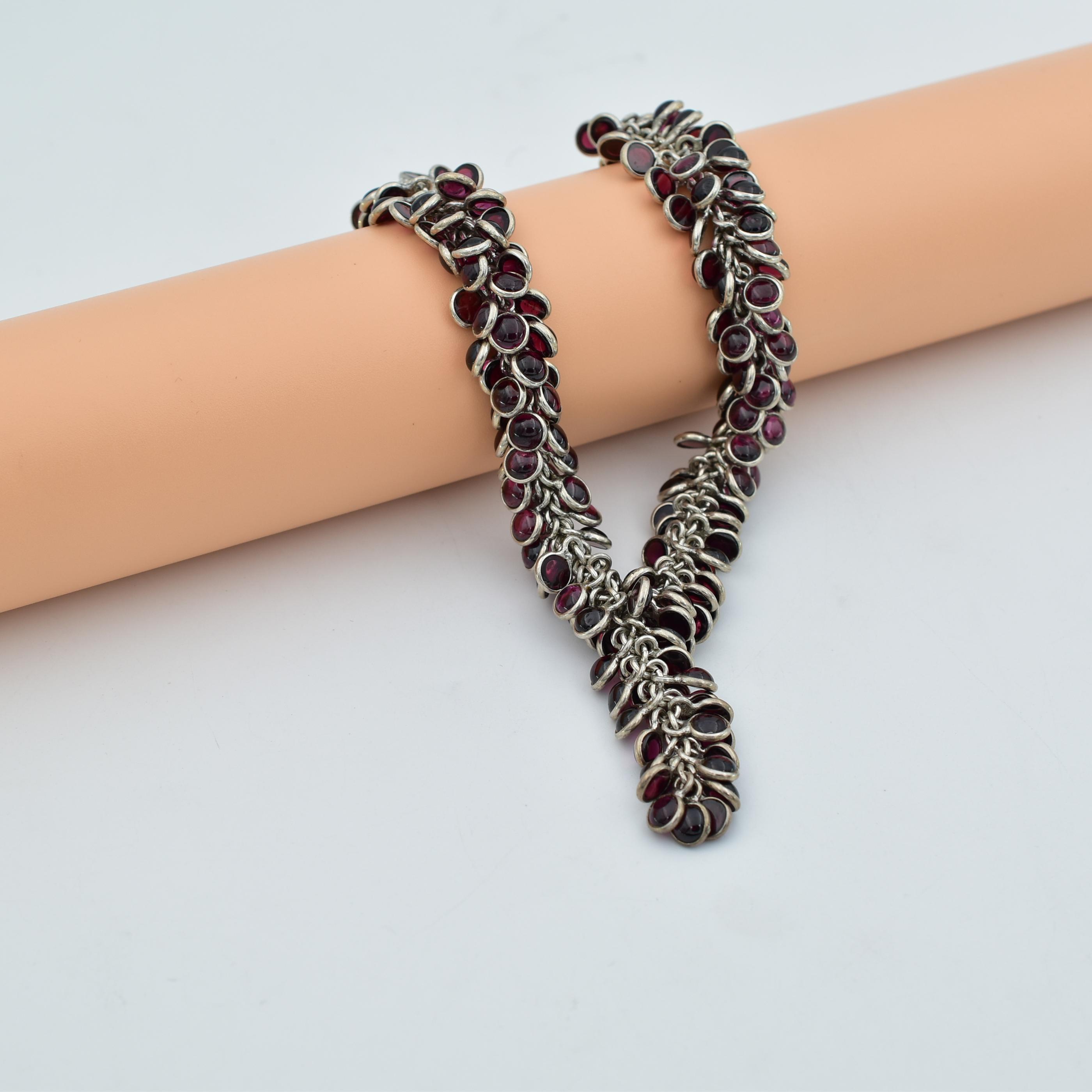 Sterling Silver Pink Stone Studded Necklace