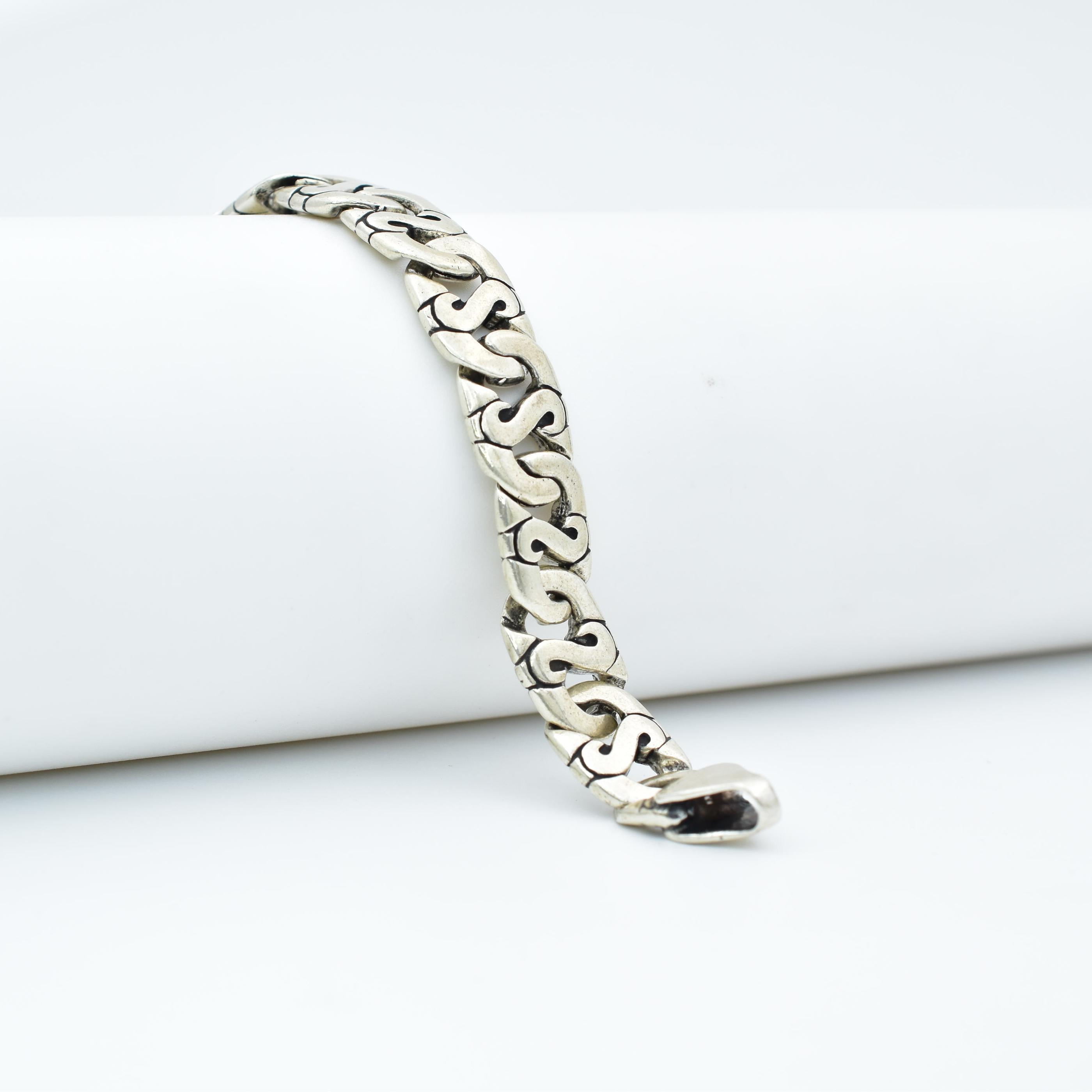 Sterling Silver Rocky Road Mens Bracelet