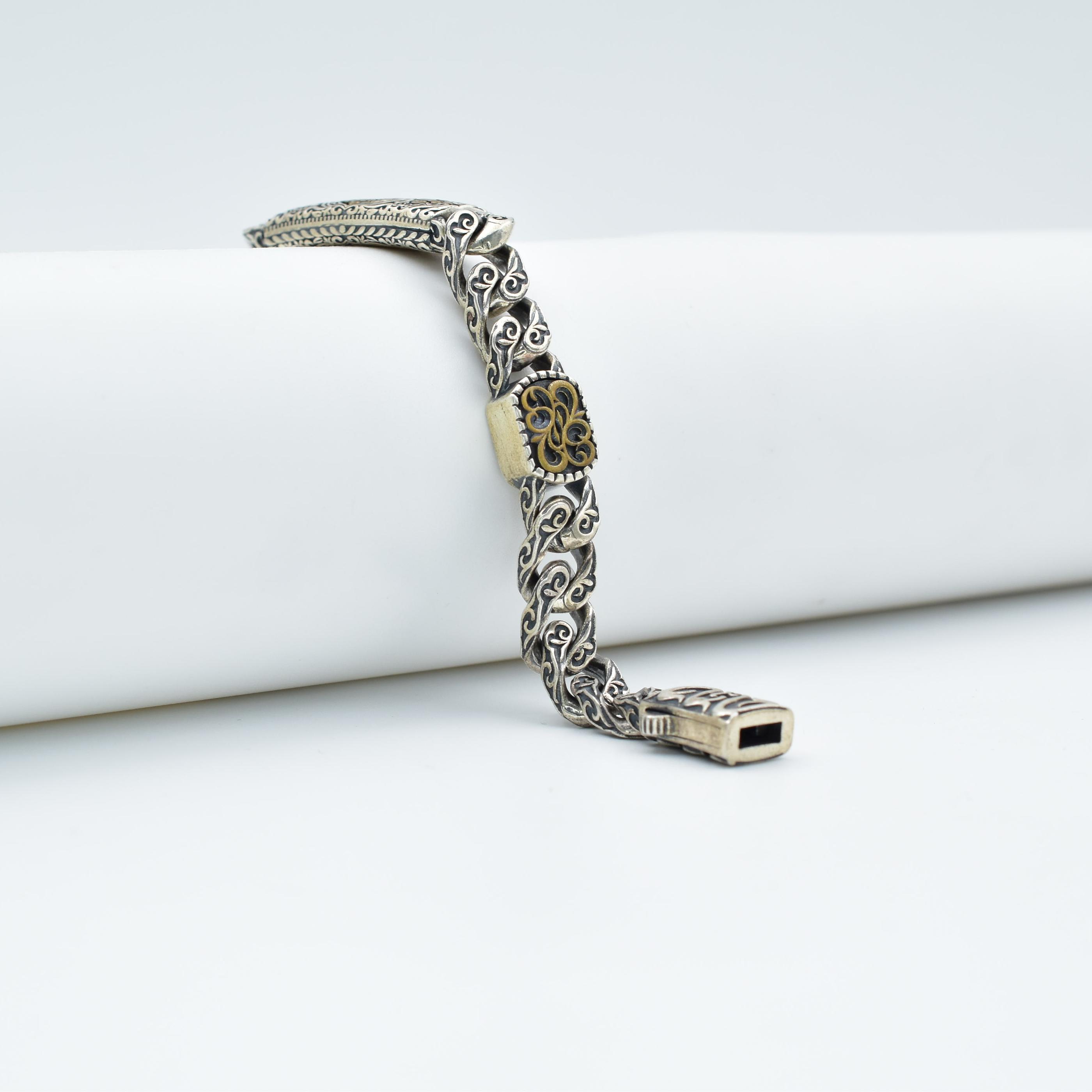 Sterling Silver Oxidised Silver Mens Bracelet
