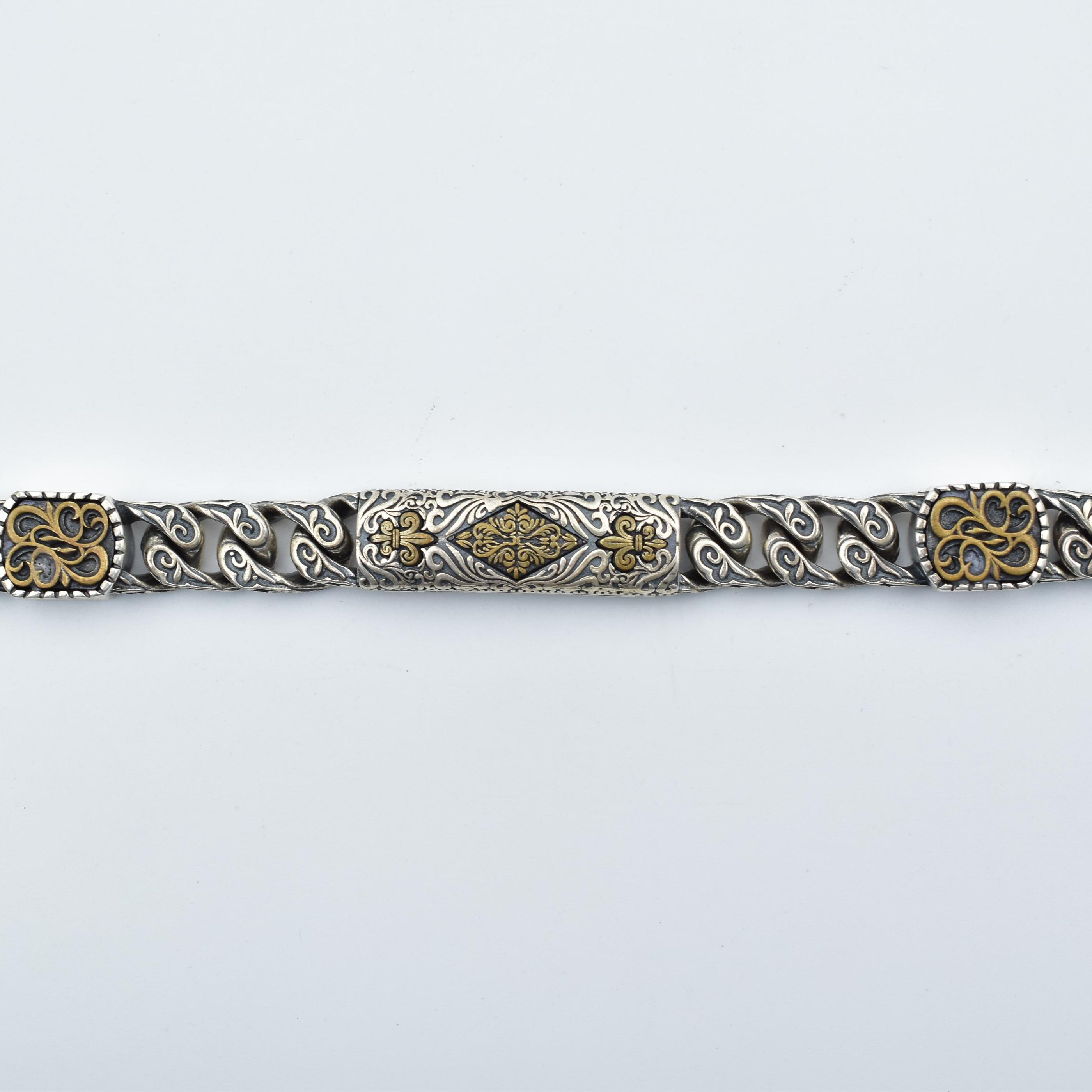 Sterling Silver Oxidised Silver Mens Bracelet