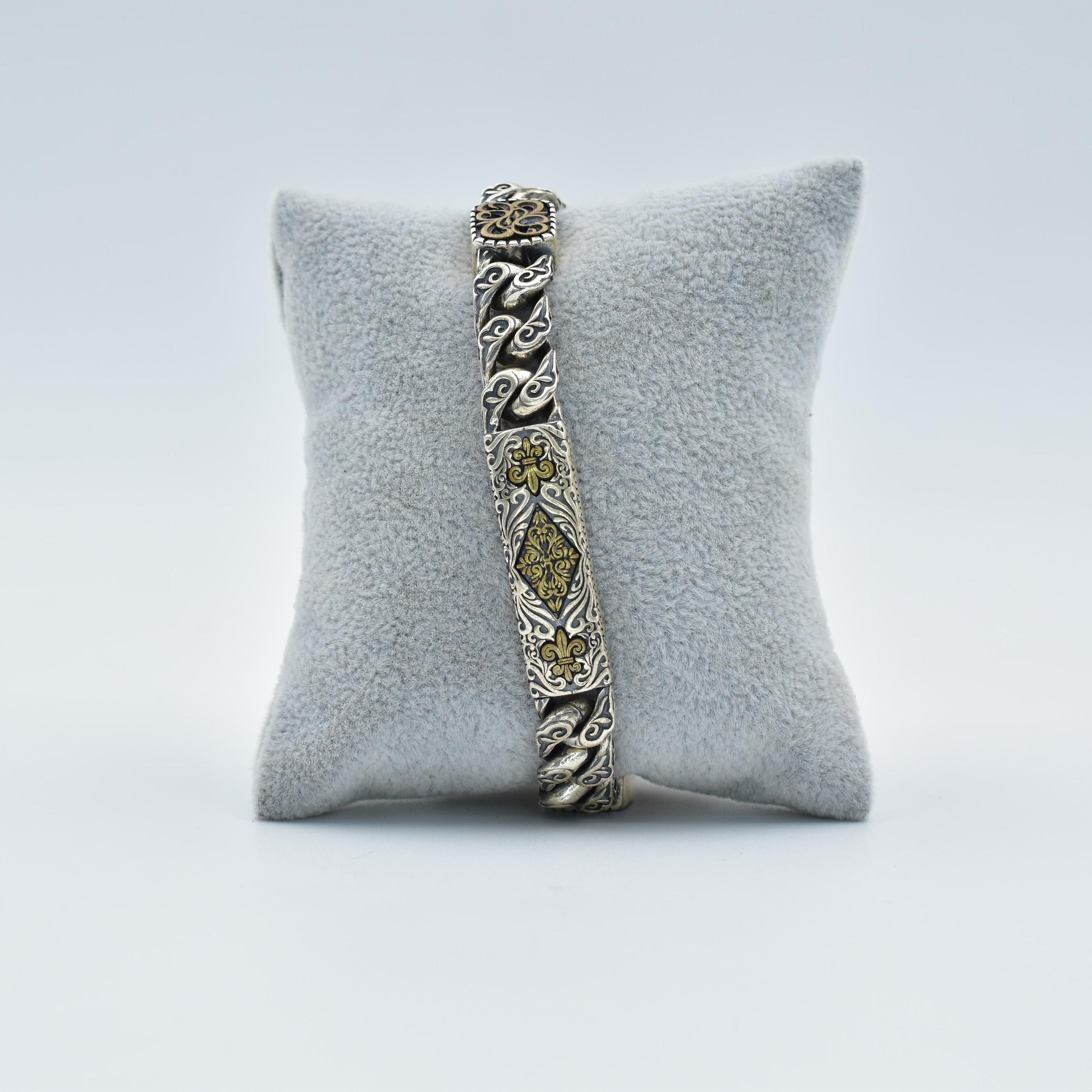 Sterling Silver Oxidised Silver Mens Bracelet