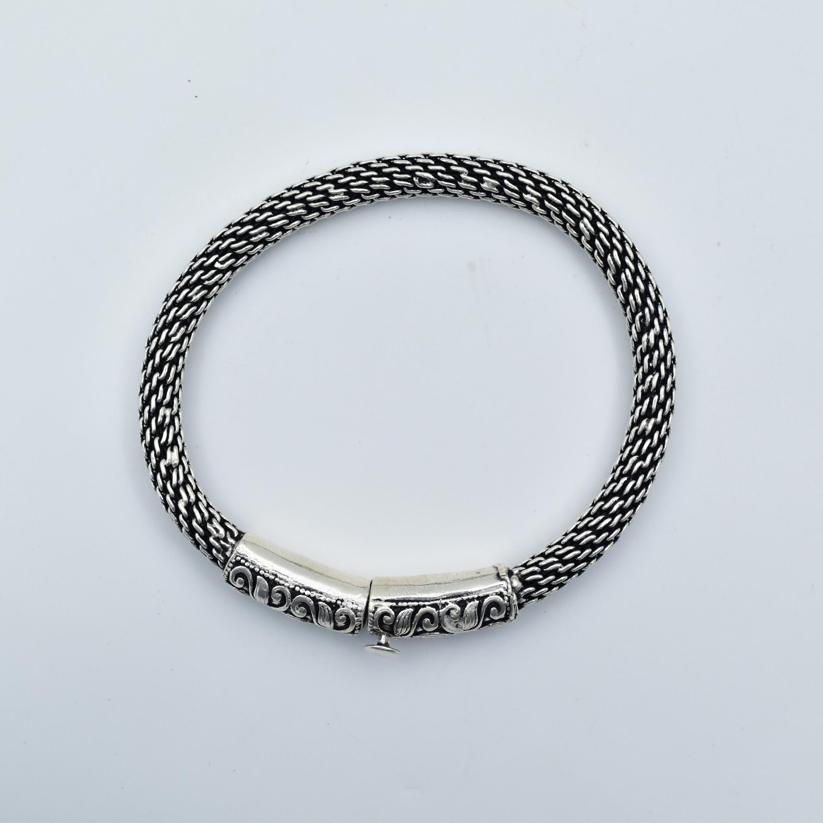 Sterling Silver Braided Naga Chain Mens Bracelet
