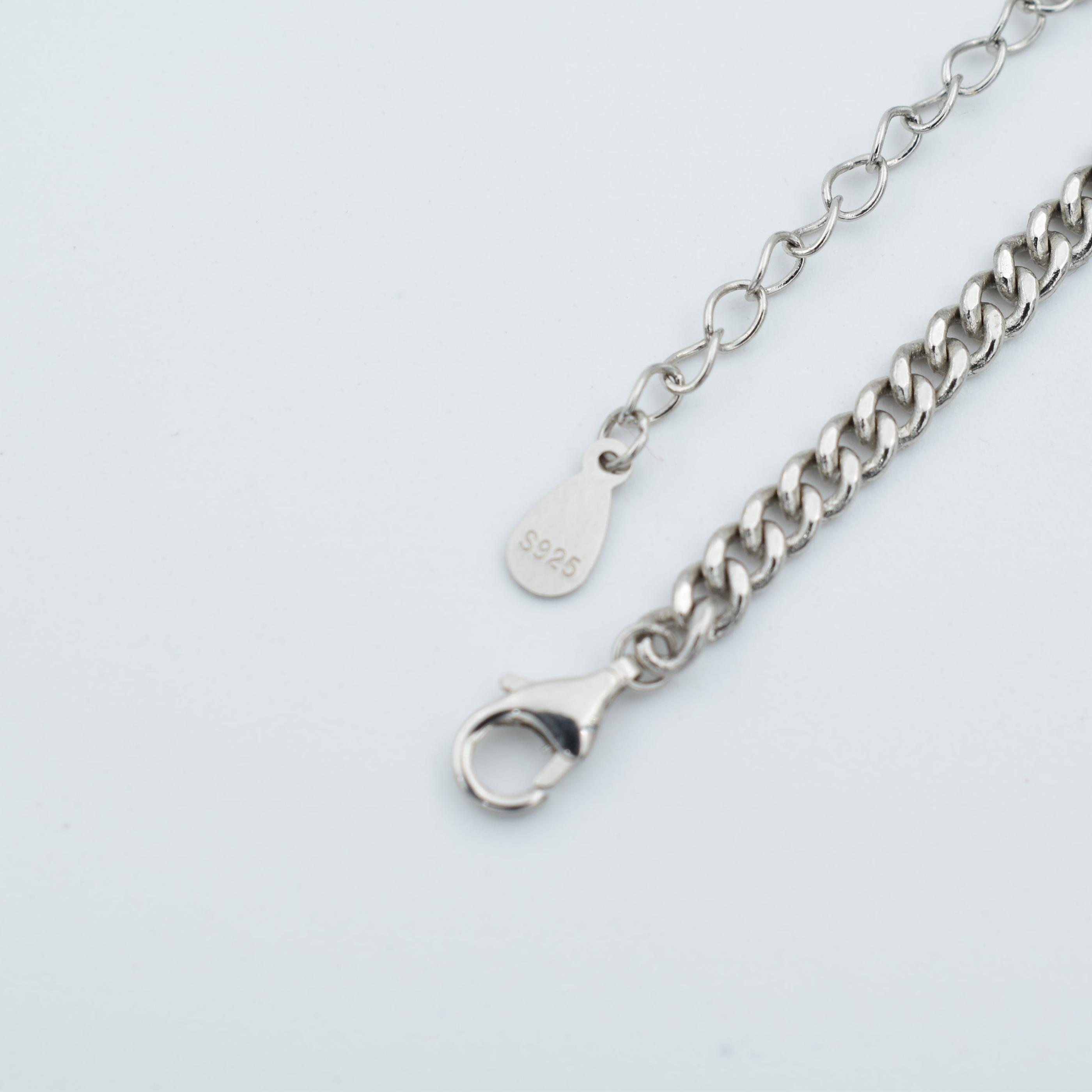 Sterling Silver Black And White Disc Charm Bracelet