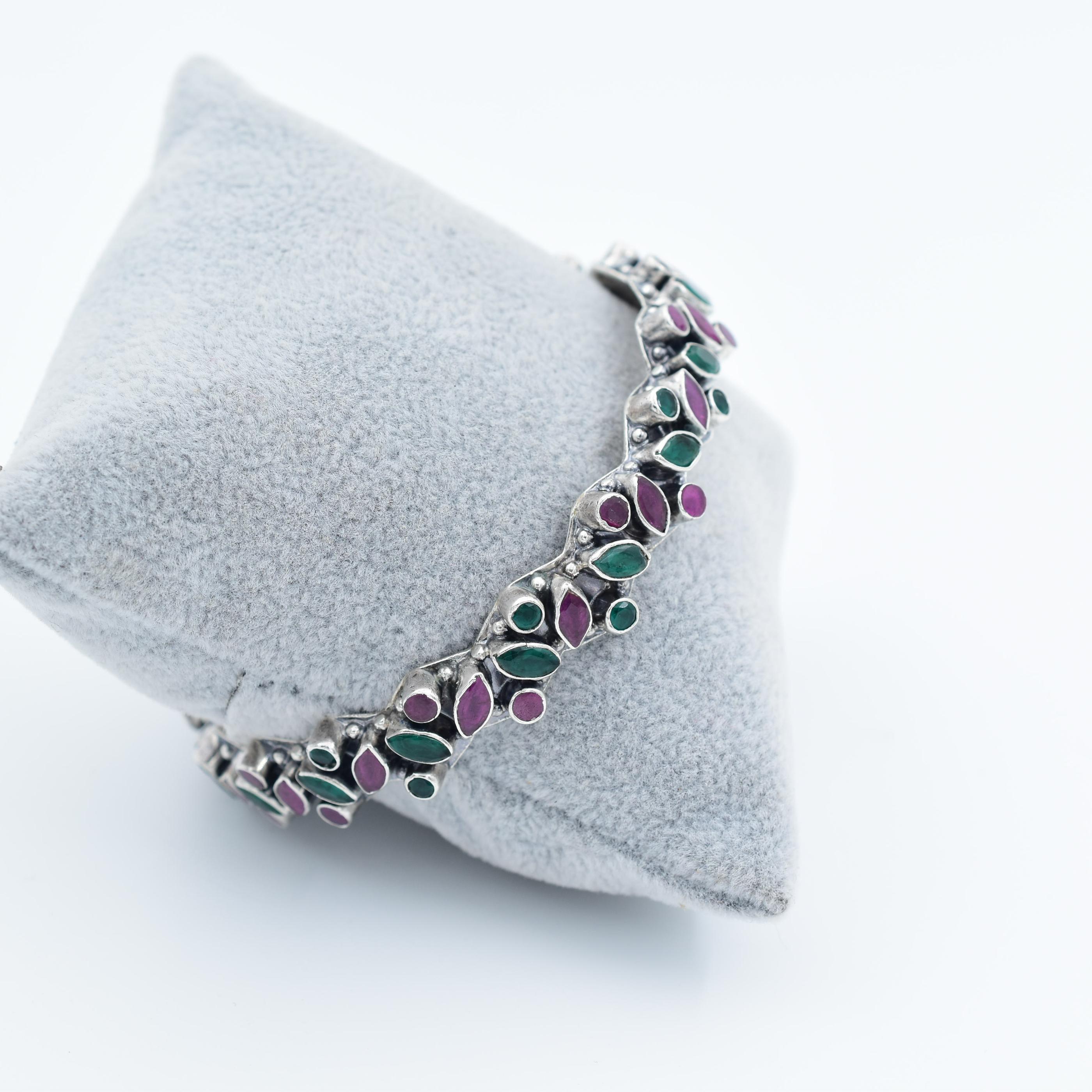Multicolored petal Silver Bangles
