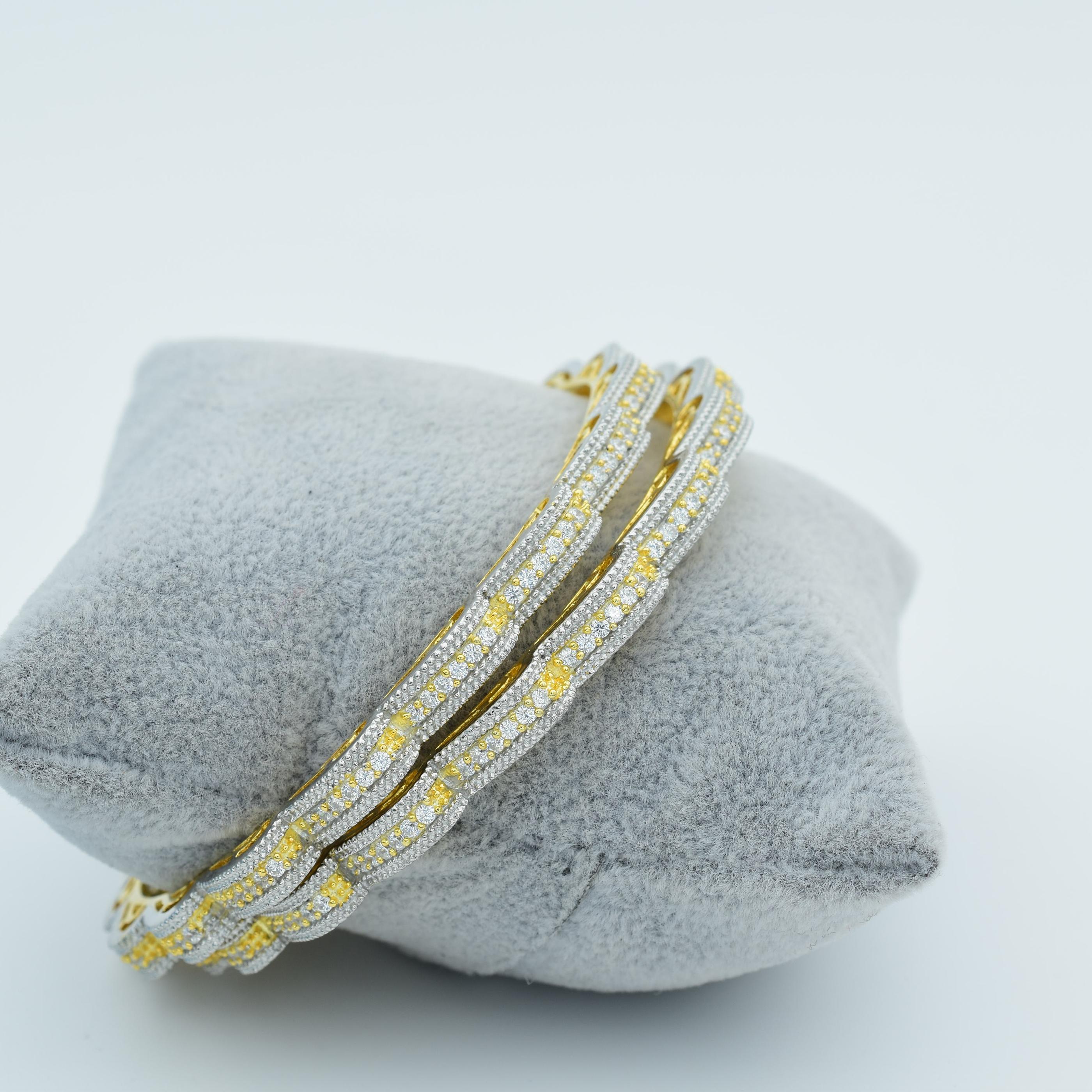 Set of 2 Gold-Plated Zircon Studded Bangles
