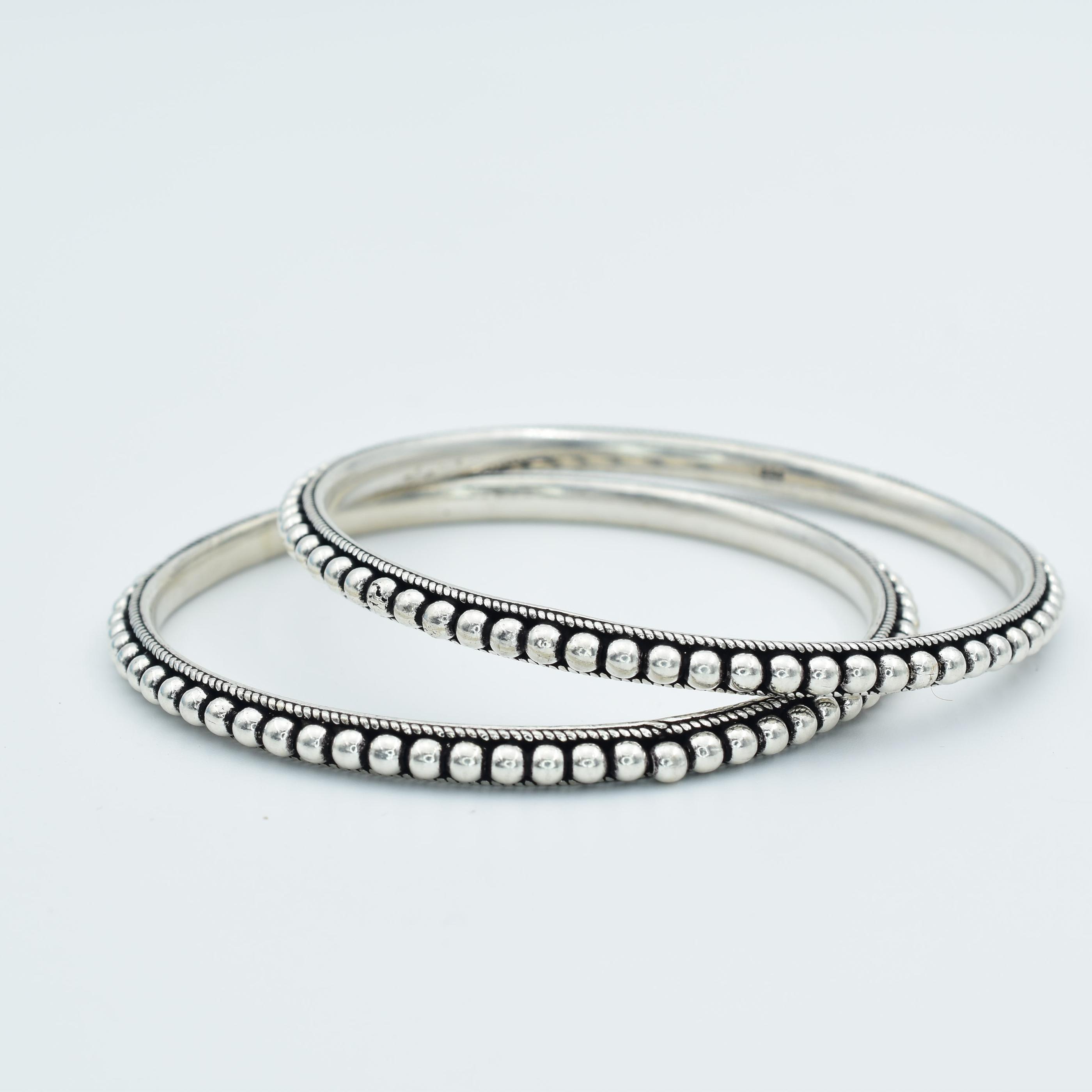925 sterling silver amazing Waved style beaded bangle bracelet,