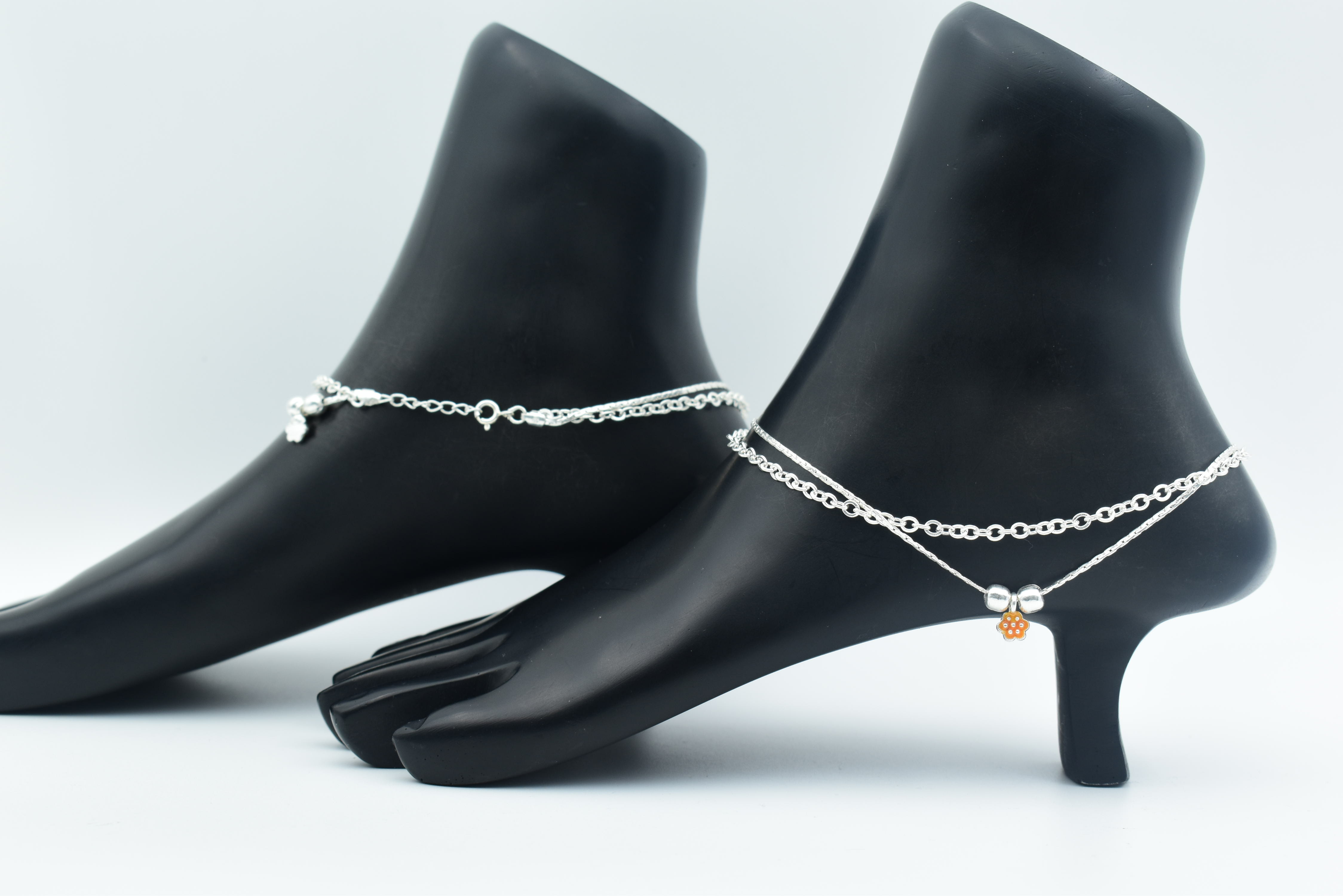 DOUBLE CHAIN SILVER ANKLET