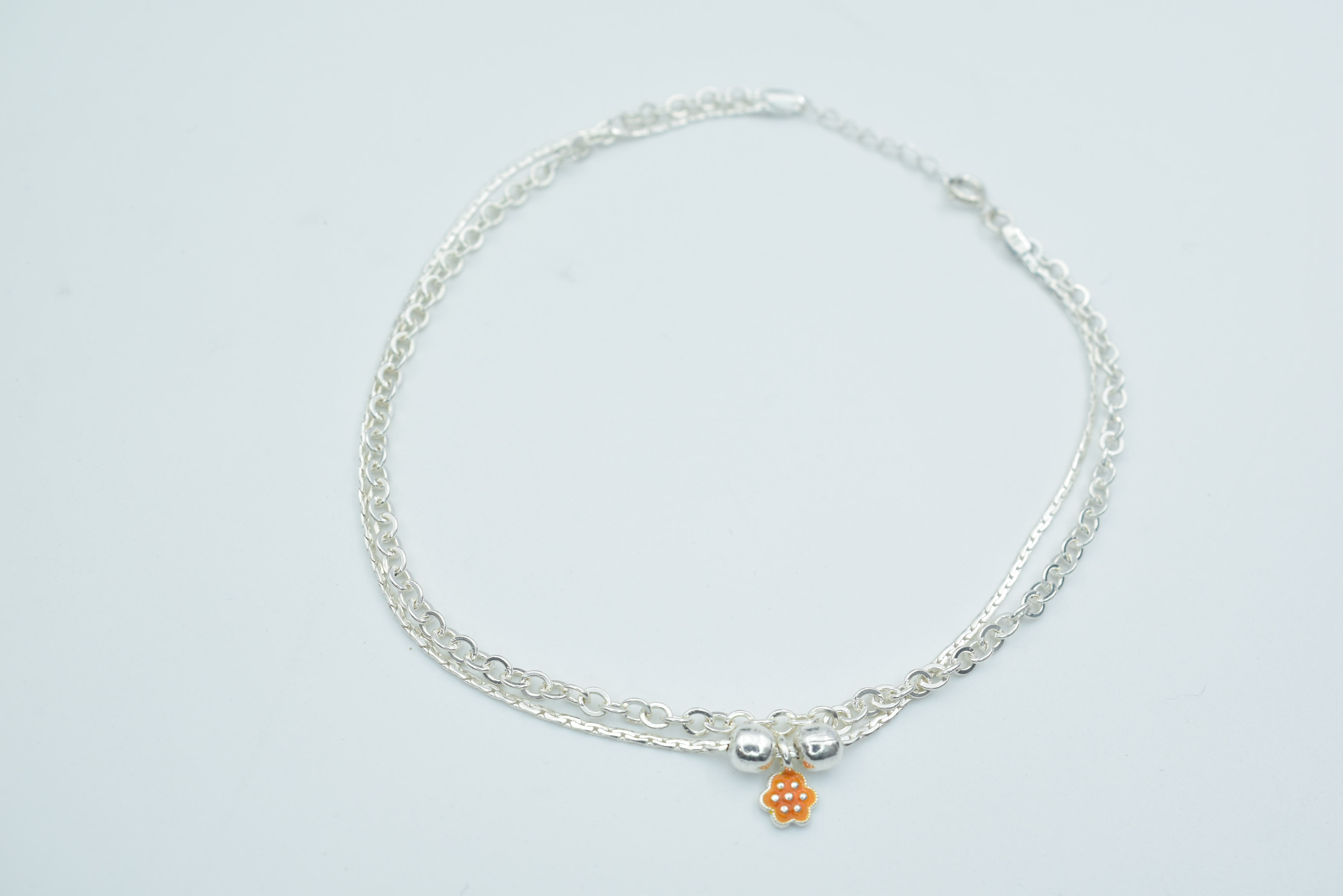 DOUBLE CHAIN SILVER ANKLET