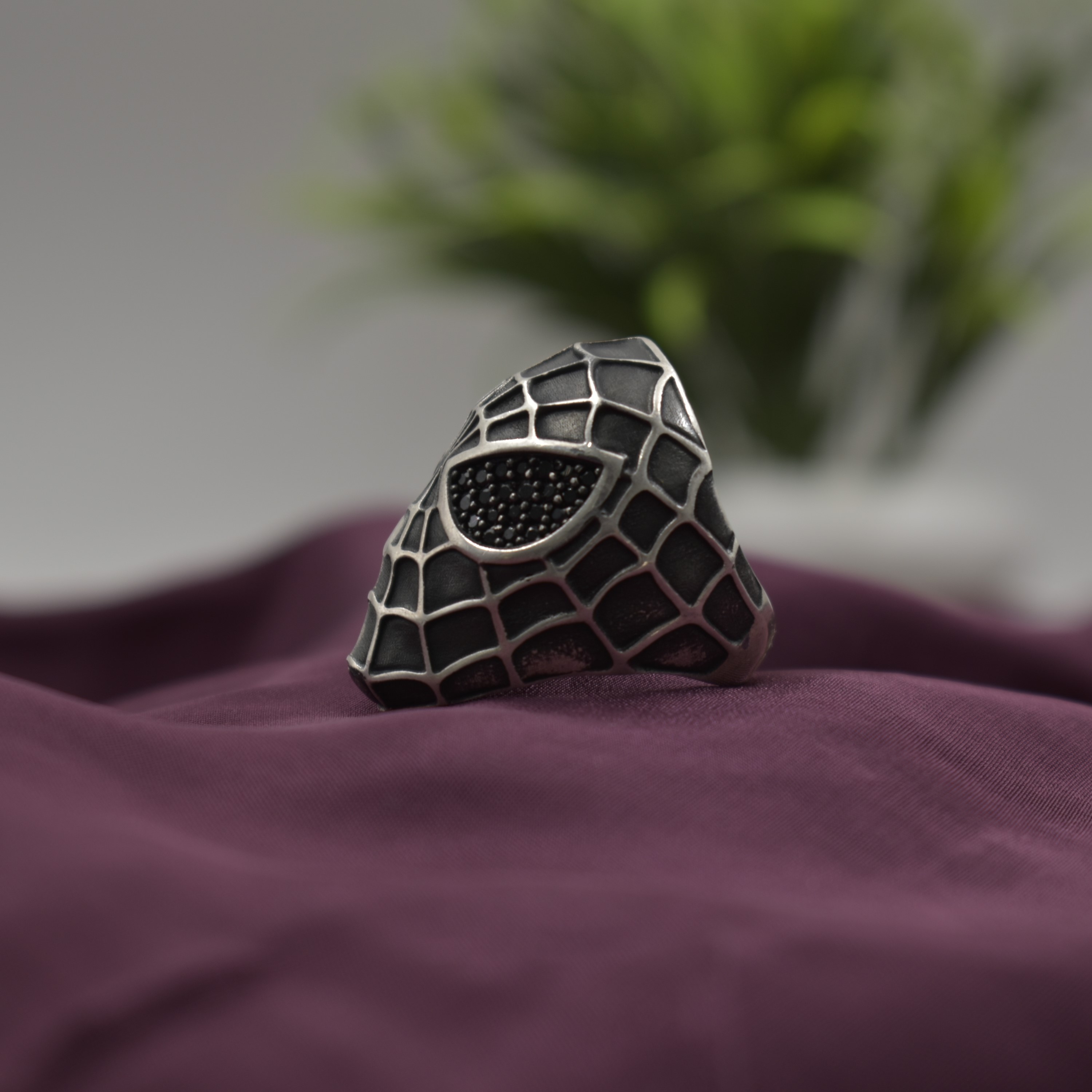 Spiderman Oxidised Silver Ring