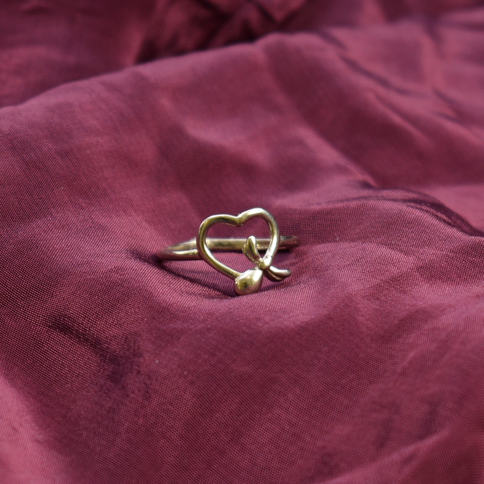 Antique Heart Flower Silver Ring