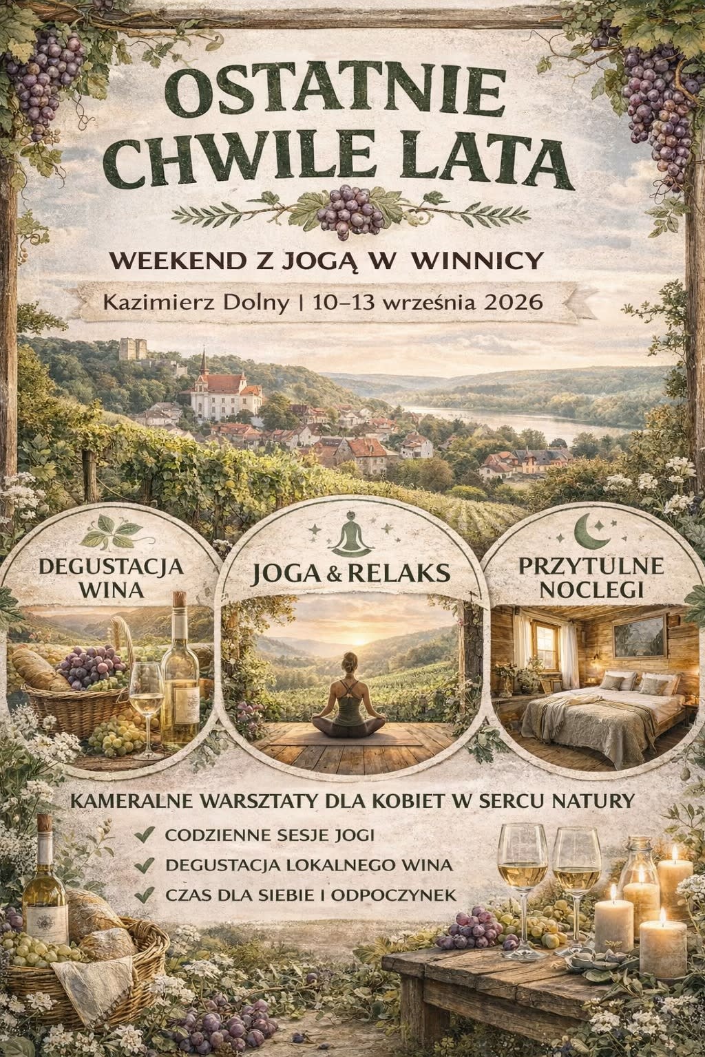 OSTATNIE CHWILE LATA - WEEKEND Z JOGĄ WINNICA W KAZIMIERZU DOLNYM