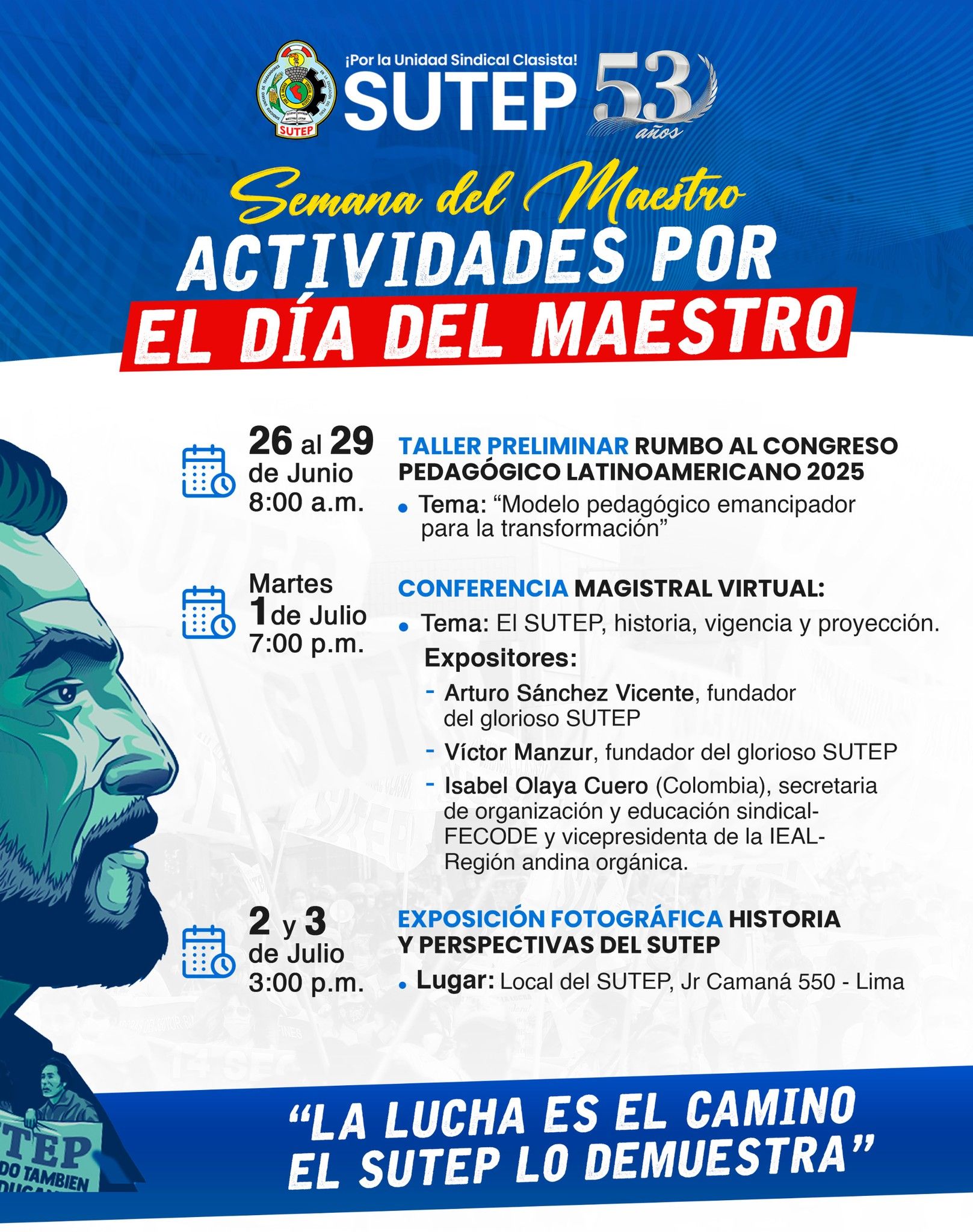 SUTEP CELEBRA 53 AÑOS DE LUCHA CON ACTIVIDADES A NIVEL NACIONAL Y EVENTOS CENTRALES EN LIMA