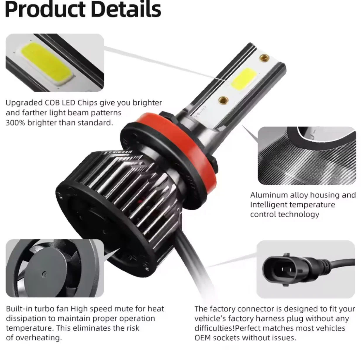 Advanced H4 LED Headlights detail