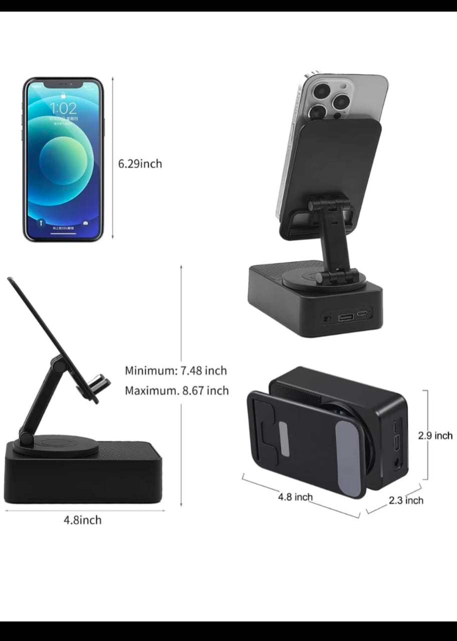 5-in-1 Phone & Tablet Stand With Power Bank, Speaker & Bluetooth detail