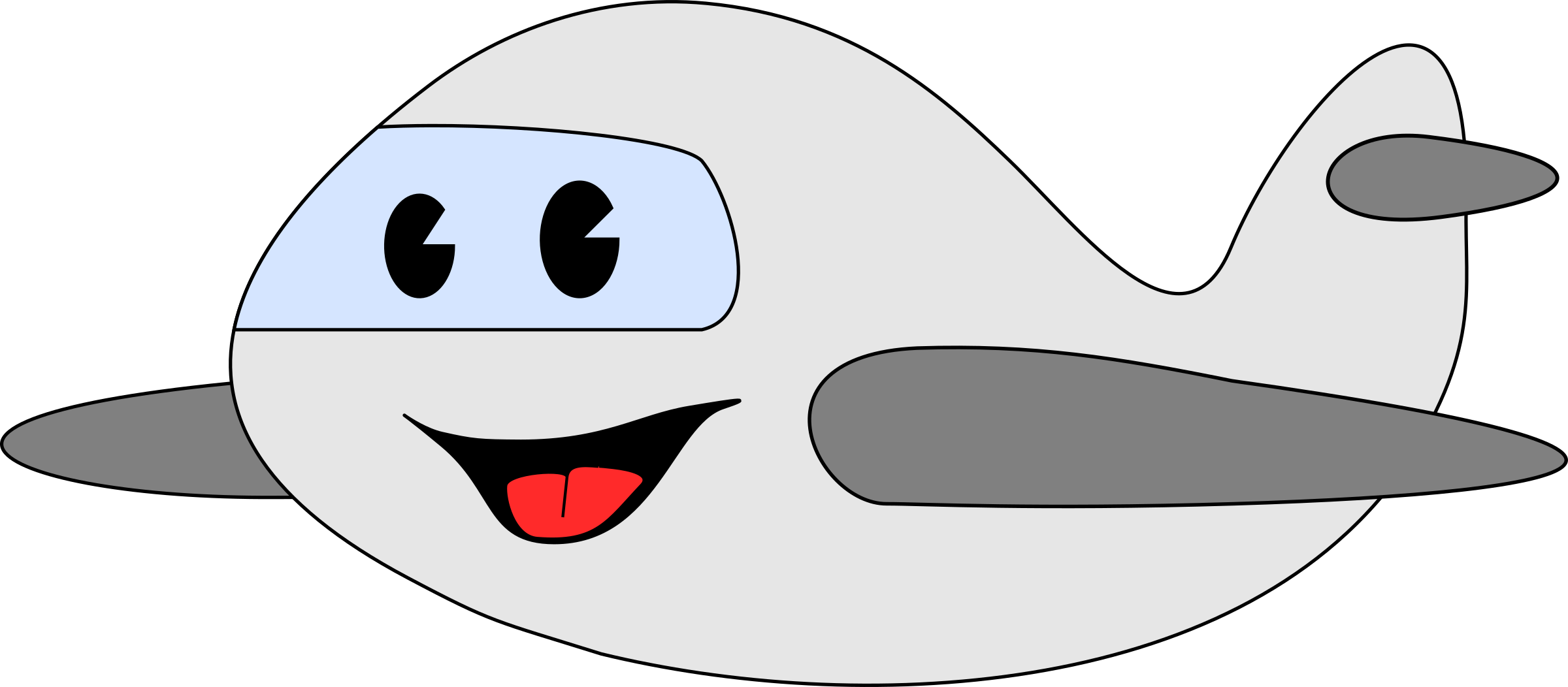 Airplane Black Cartoon - Happy Airplane - Free Transparent PNG Clipart Images Download. - Transparent PNG Free Download