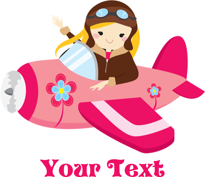 Favorite - Pink Airplane, Girl Pilot With Flowers Greeting Ca - Free Transparent PNG Clipart Images Download. - Transparent PNG Free Download