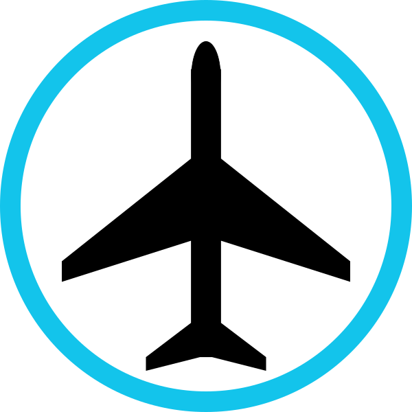Aircraft Plan Black On Circle Light Blue - Tattoo Airplane Outline - Free Transparent PNG Clipart Images Download. - Transparent PNG Free Download