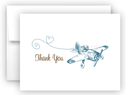 Vintage Airplane Printed Thank You Cards • Folded Flat - Baby Shower - Free Transparent PNG Clipart Images Download. - Transparent PNG Free Download
