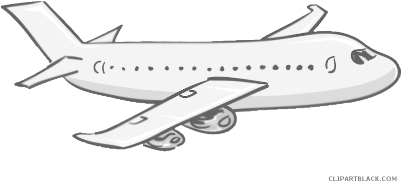 Cartoon Airplane Transportation Free Black White Clipart - Transparent Background Clip Art Plane - Free Transparent PNG Clipart Images Download. - Transparent PNG Free Download