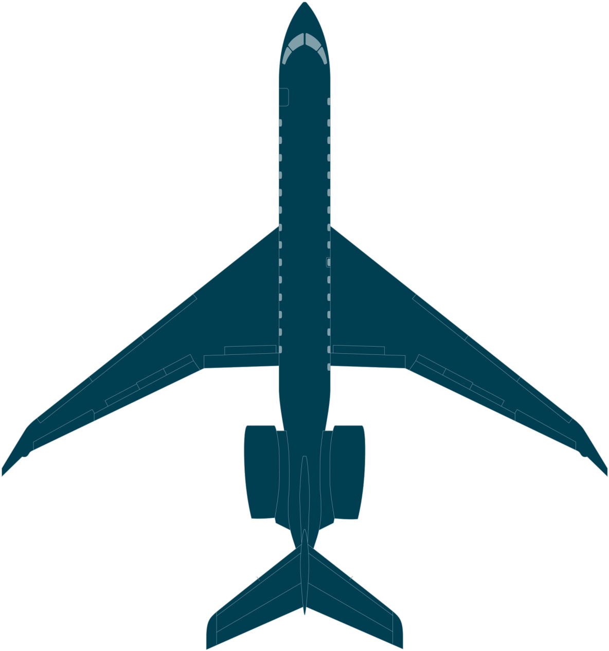 Clip Art Black And White Stock Airplane Side View Clipart - Global 7000 Top View - Free Transparent PNG Clipart Images Download. - Transparent PNG Free Download