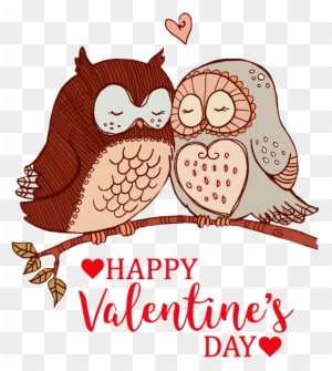 Happy Valentines Day Greeting Owls In Love - Happy Valentines Day Owl - Free Transparent PNG Clipart Images Download. - Owl Transparent PNG Free Download