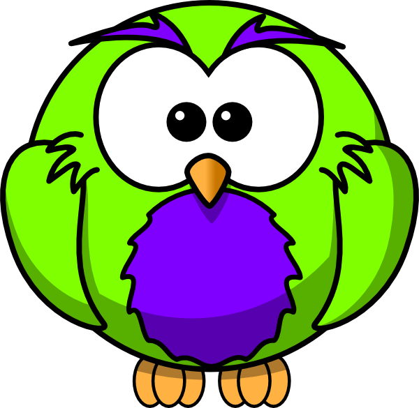 Green And Purple Hoot Clip Art At Clker - Cartoon Black And White Owl - Free Transparent PNG Clipart Images Download. - Owl Transparent PNG Free Download