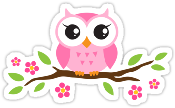 Cute Pink Cartoon Baby Owl Sitting On A Branch With - Baby Owl Cartoon - Free Transparent PNG Clipart Images Download. - Owl Transparent PNG Free Download