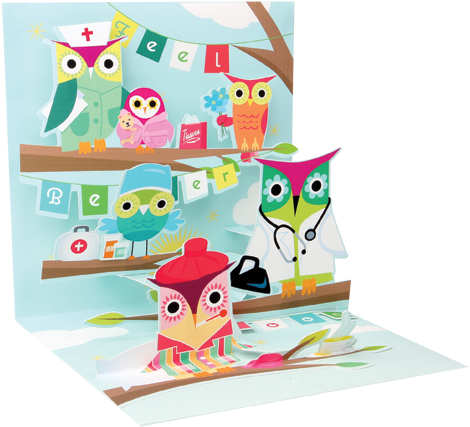 Sickowl - Pop-up Treasures Greeting Card - Owl Get Well - Free Transparent PNG Clipart Images Download. - Owl Transparent PNG Free Download
