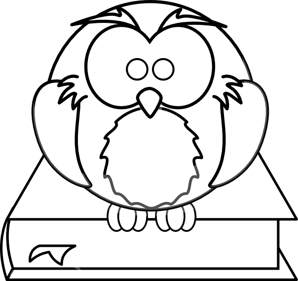 Owl On Book Black And White Clip Art At Clker Com Vector - Owl Coloring Pages - Free Transparent PNG Clipart Images Download. - Owl Transparent PNG Free Download