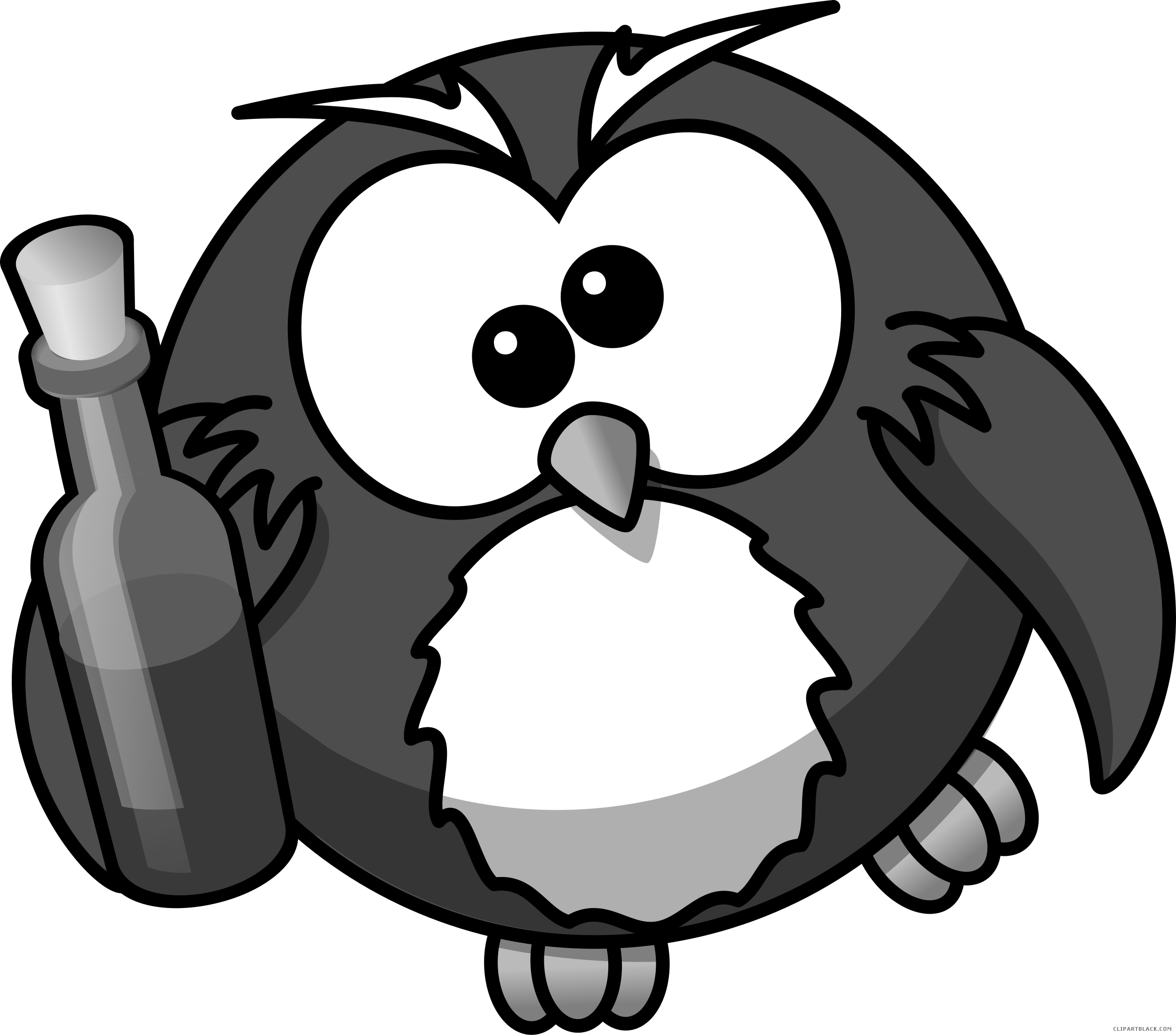 Owl High Quality Animal Free Black White Clipart Images - Custom Owl With Wine Shower Curtain - Free Transparent PNG Clipart Images Download. - Owl Transparent PNG Free Download