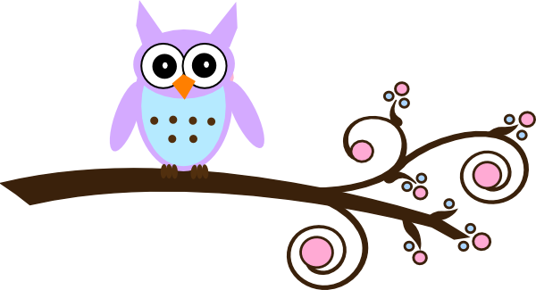 Lilac Owl On Branch Clip Art At Clker - Baby Owls Clip Art - Free Transparent PNG Clipart Images Download. - Owl Transparent PNG Free Download