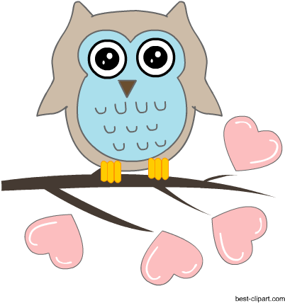 Owl On A Branch With Hearts Clipart - Owl - Free Transparent PNG Clipart Images Download. - Owl Transparent PNG Free Download