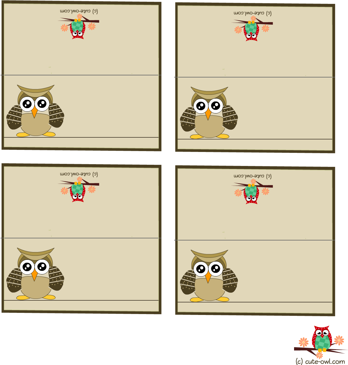 Adorable Place Cards Featuring Cute Owl - Owl - Free Transparent PNG Clipart Images Download. - Owl Transparent PNG Free Download