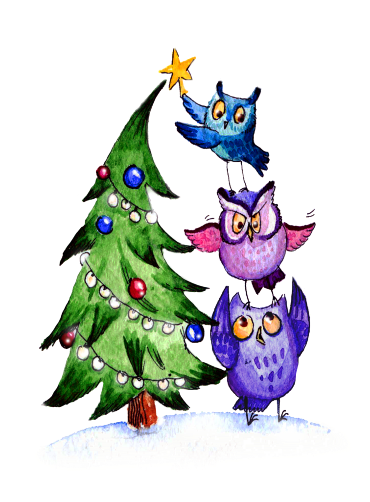 Owls Christmas - Blue Owl Large Tote Bag, Adult Unisex, Natural, Large - Free Transparent PNG Clipart Images Download. - Owl Transparent PNG Free Download