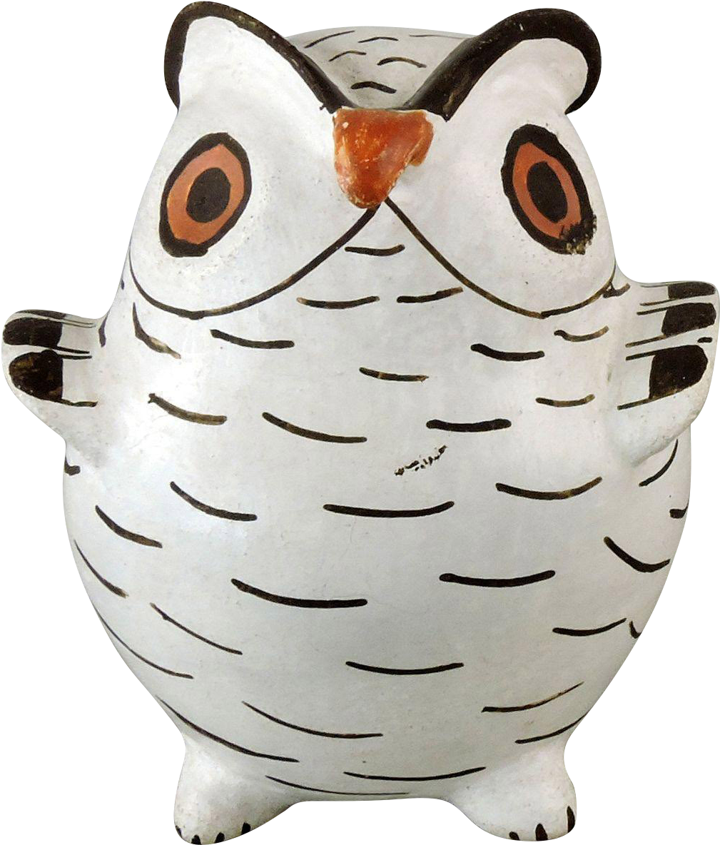 Adorable Wide Eyed Owl By Noted Acoma Pueblo Indian - Great Horned Owl - Free Transparent PNG Clipart Images Download. - Owl Transparent PNG Free Download