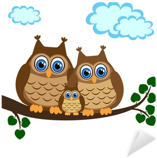 Family Of Owls Sat On A Tree Branch Sticker • Pixers® - Owl Family Clip Art - Free Transparent PNG Clipart Images Download. - Owl Transparent PNG Free Download