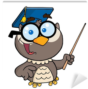 Owl Teacher Cartoon Character With Graduate Cap ,pointer - Teacher Cartoon Owl - Free Transparent PNG Clipart Images Download. - Owl Transparent PNG Free Download