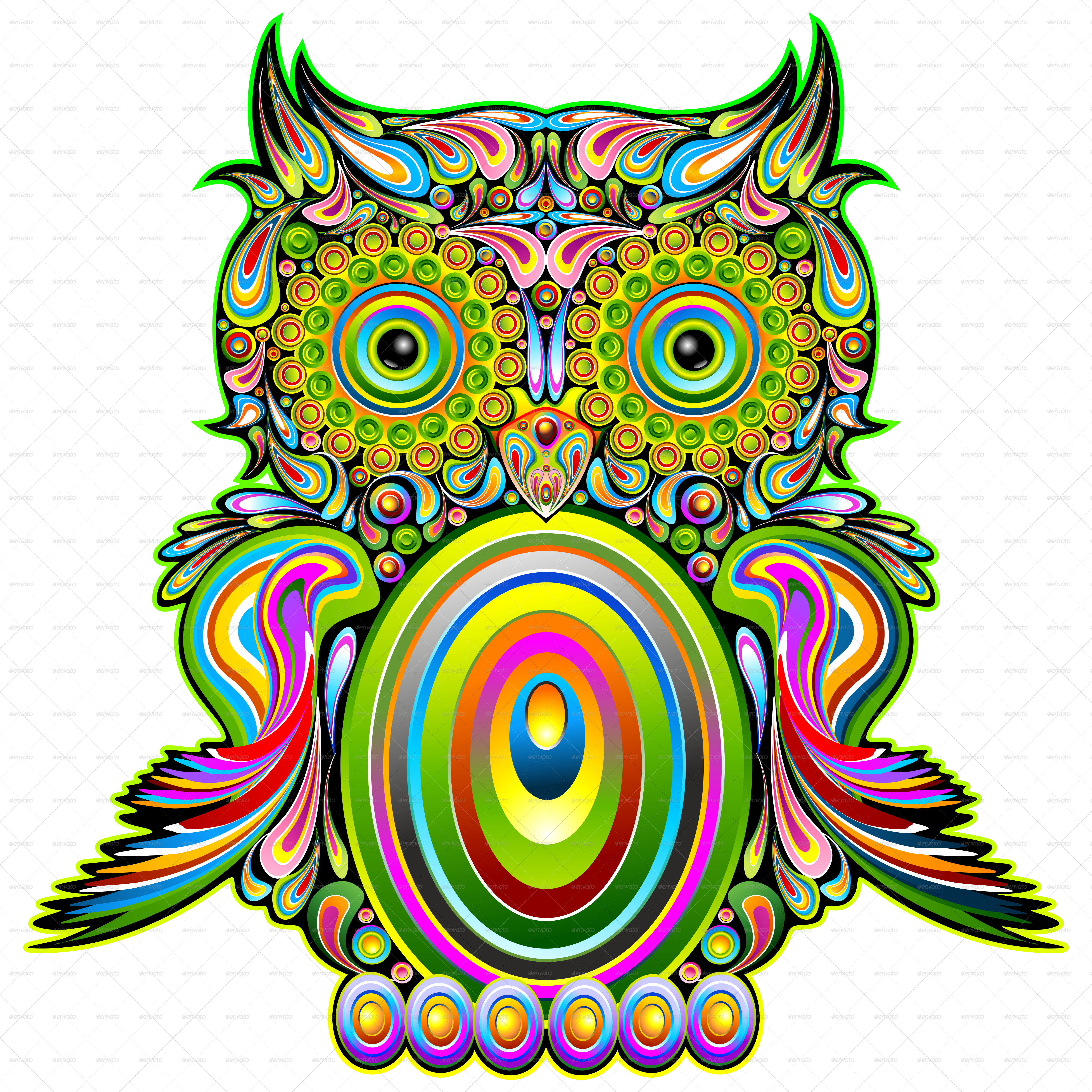 Owl Psychedelic Pop Art - Owl Psychedelic Art Design Canvas Print - Small - Free Transparent PNG Clipart Images Download. - Owl Transparent PNG Free Download
