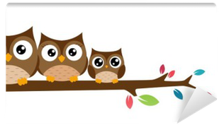 Owls Family Sat On A Tree Branch Wall Mural • Pixers® - Owl On A Branch Clipart - Free Transparent PNG Clipart Images Download. - Owl Transparent PNG Free Download