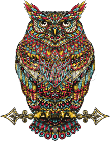Owl 2 Paisley Pattern - Great Horned Owl - Free Transparent PNG Clipart Images Download. - Owl Transparent PNG Free Download