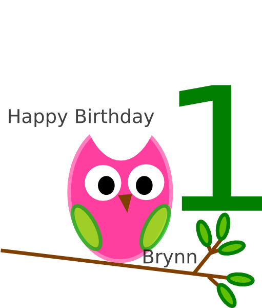 Birthday Owl Clip Art At Clkercom Vector - Today Happy 1 Birthday - Free Transparent PNG Clipart Images Download. - Owl Transparent PNG Free Download