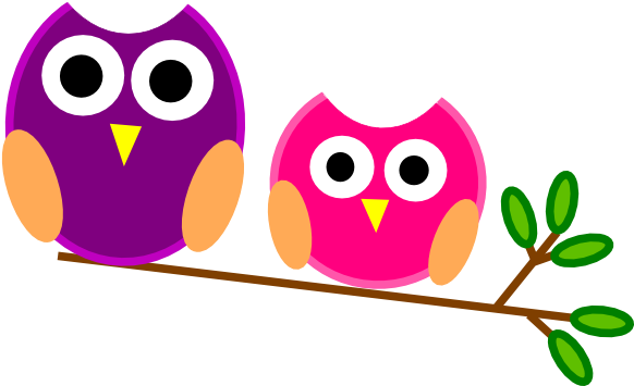 Free Two Cute Cartoon Owls Perched On A Branch Clip - Welcome To Our Classroom Sign Editable - Free Transparent PNG Clipart Images Download. - Owl Transparent PNG Free Download