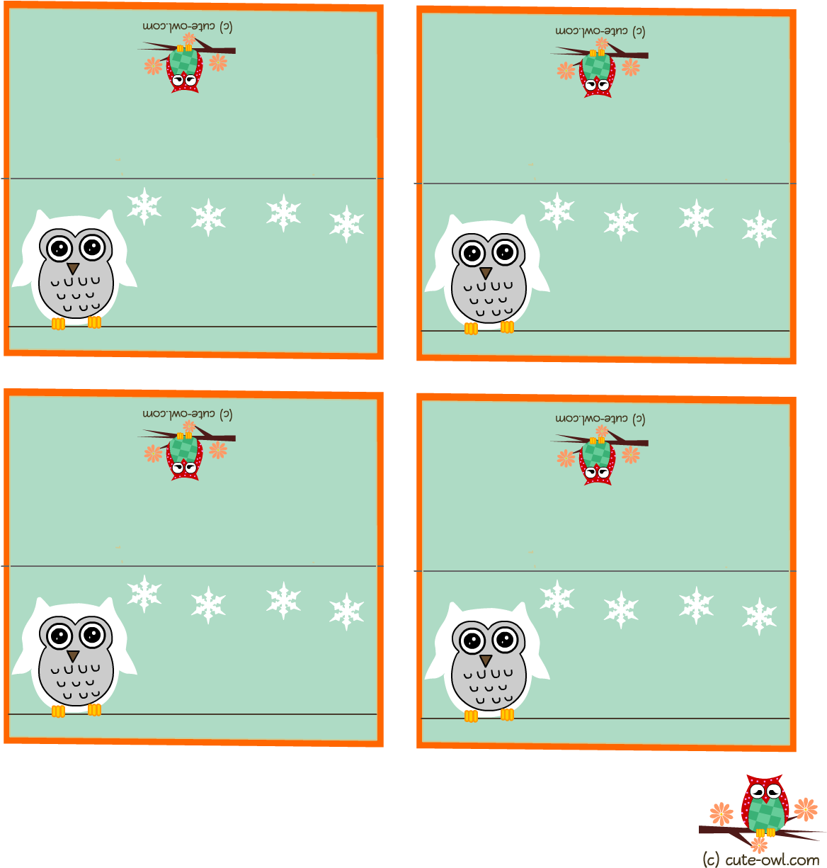 Cute Snowy Owl Party Place Cards - Place Cards Printable Free - Free Transparent PNG Clipart Images Download. - Owl Transparent PNG Free Download