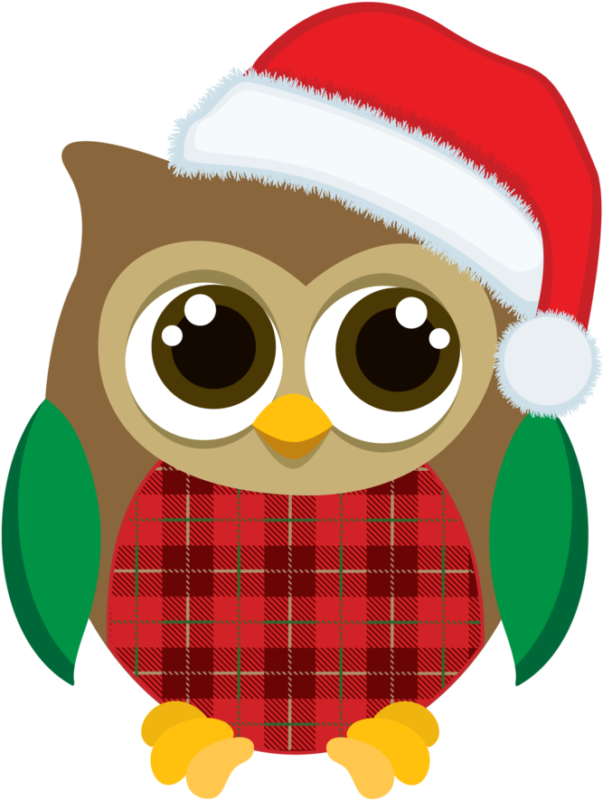 Say Hello - Imagen De Buho Navideño - Free Transparent PNG Clipart Images Download. - Owl Transparent PNG Free Download