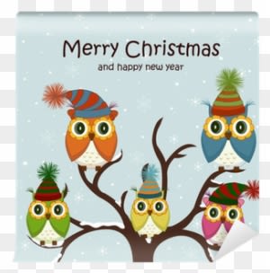Christmas Card With Owls On The Tree Wall Mural • Pixers® - Clip Art - Free Transparent PNG Clipart Images Download. - Owl Transparent PNG Free Download
