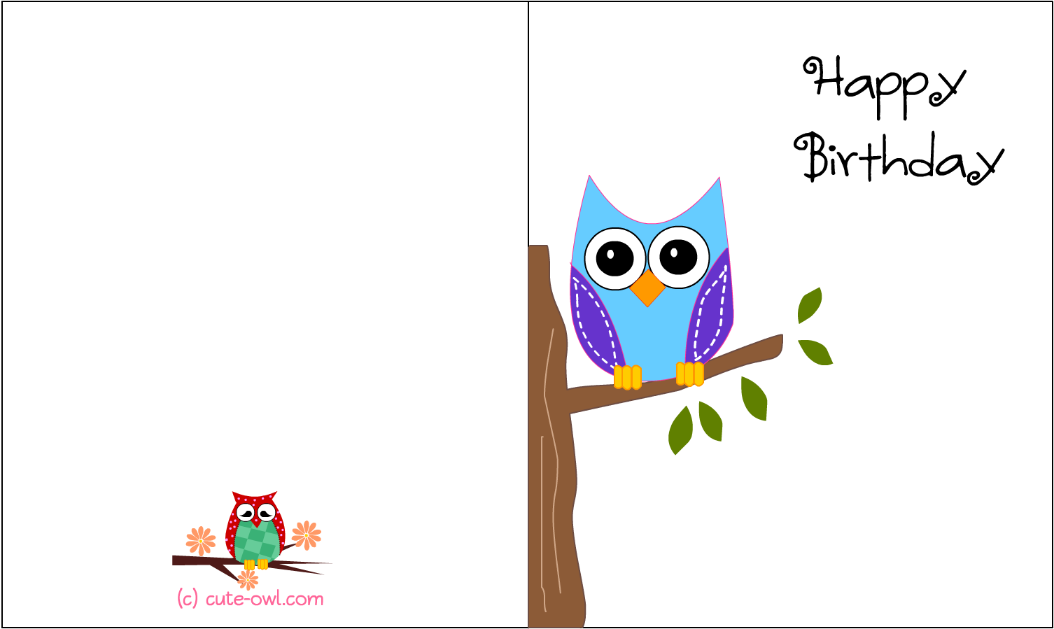 Cute Owl Sitting On A Branch Happy Birthday Card - Birthday Card Print Transparent PNG - 1650x1275 - Free Download on - Owl Transparent PNG Free Download