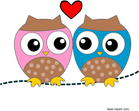 Two Cute Owls, Free Clip Art For Valentine's Day - Cute Writing Paper Transparent PNG - 450x360 - Free Download on - Owl Transparent PNG Free Download