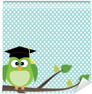 Owl With Graduation Cap Sitting On Branch Wall Mural - Imagem De Coruja Com Capelo Transparent PNG - 400x400 - Free Download on - Owl Transparent PNG Free Download