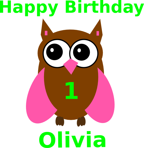 Pink Owl Olivia Birthday 2 Clip Art At Clker - Clip Art Transparent PNG - 582x598 - Free Download on - Owl Transparent PNG Free Download